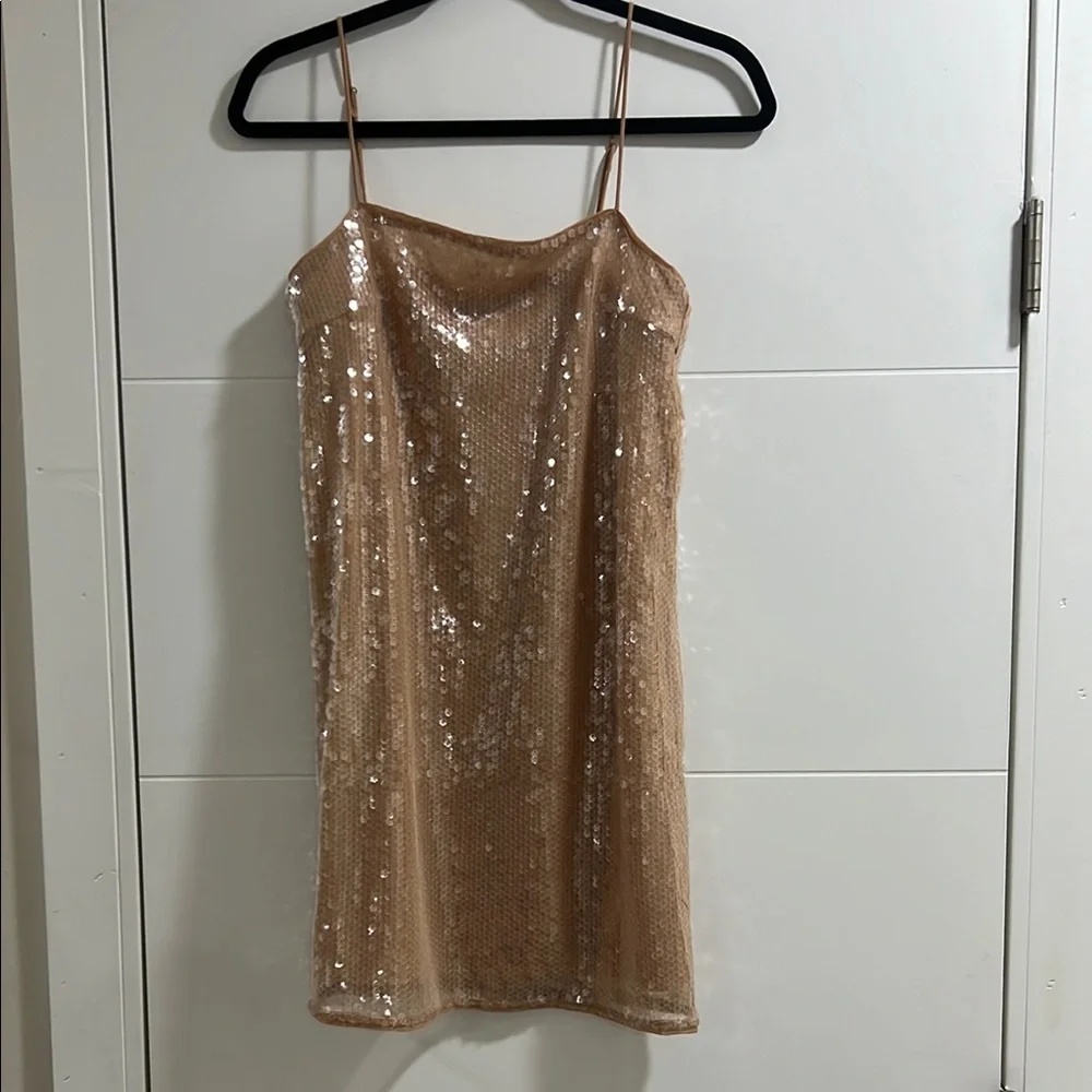 Sequin Tan Dress - Picture 2 of 6